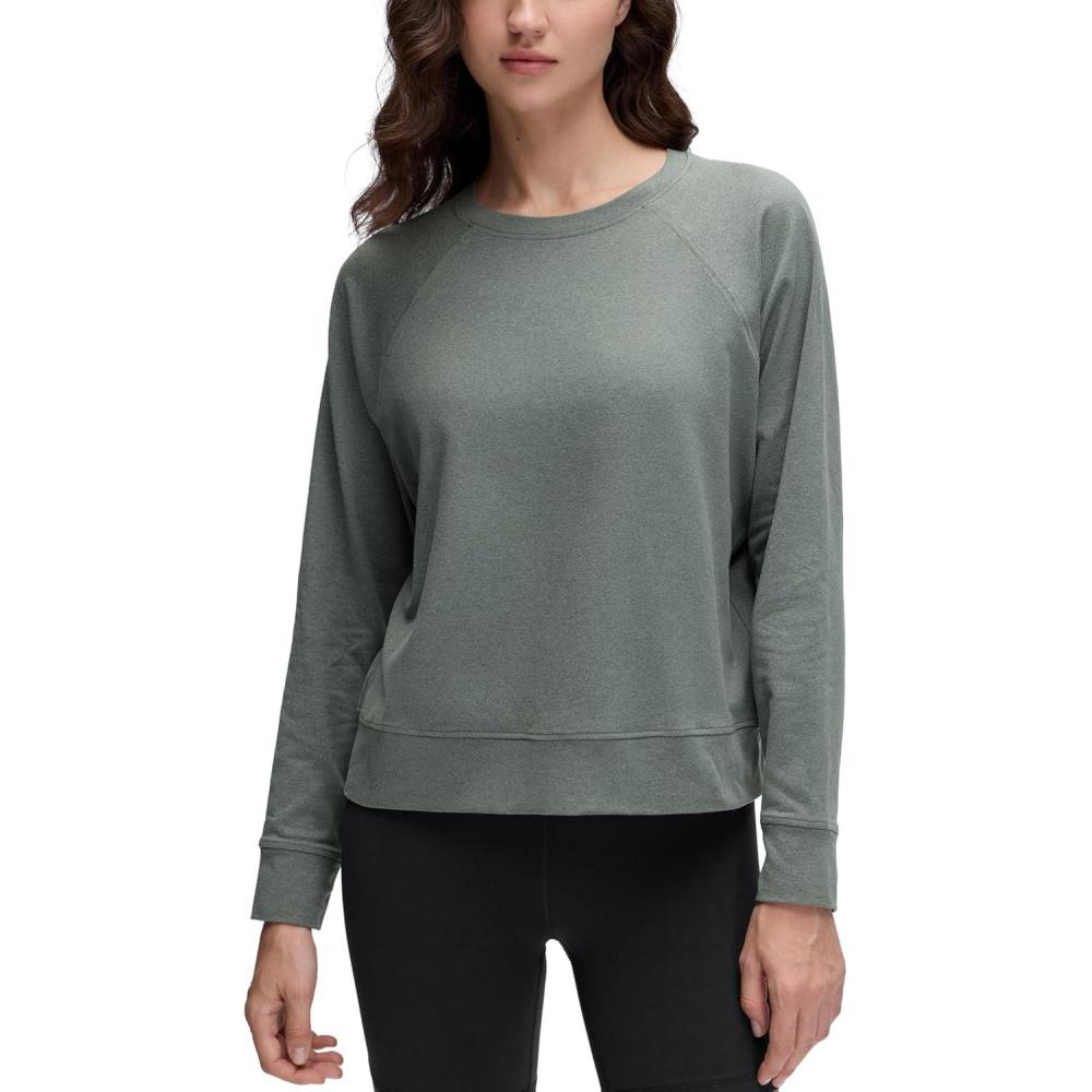 imageCRZ YOGA Cloud Jersey Pullover Sweatshirt for Women Long Sleeve Soft Casual Crewneck Tops Basic Workout Fall ShirtsGrey Sage