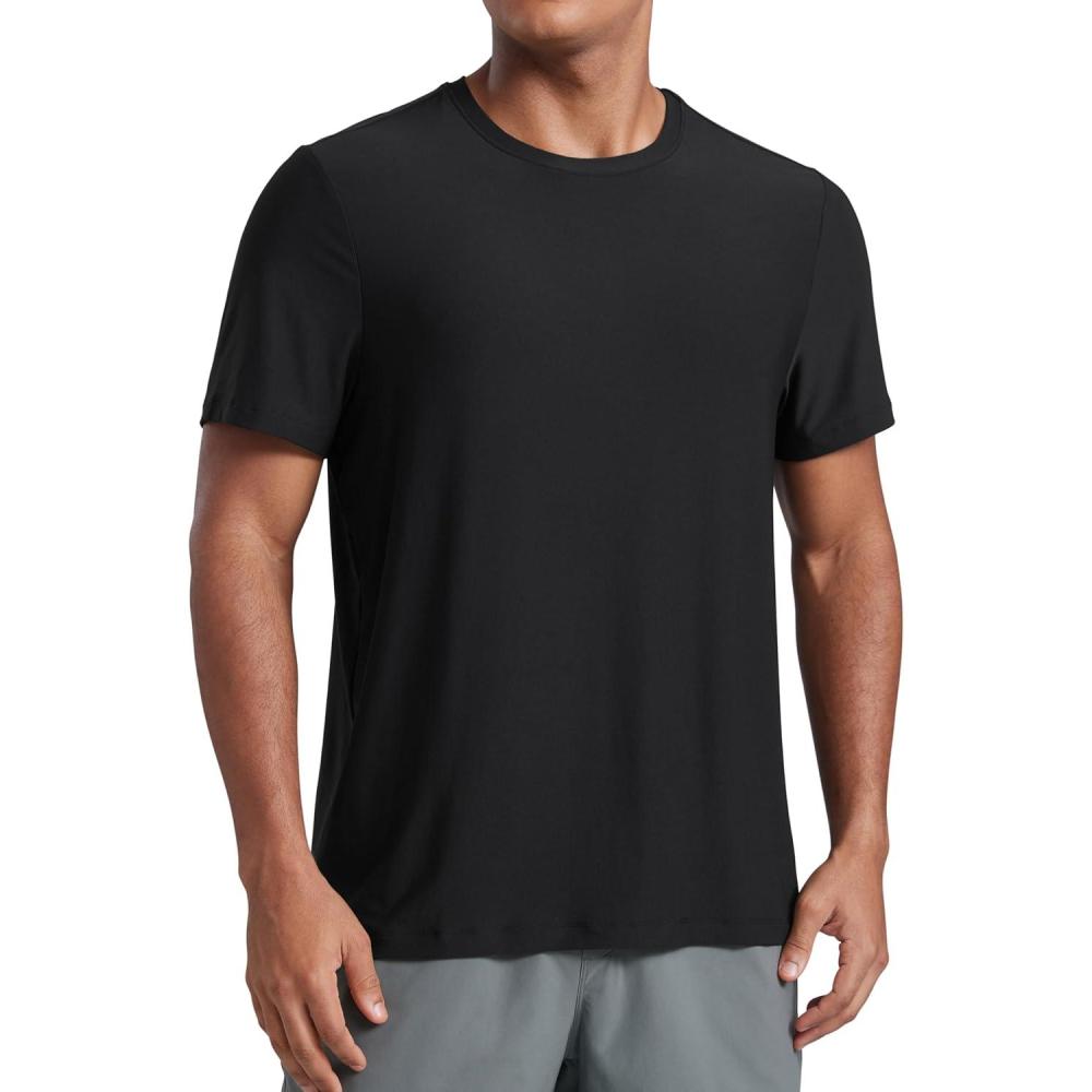 imageCRZ YOGA Cloudweight Crewneck Shirts for Men Comfy Lightweight Workout Casual Athletic Short Sleeve TShirtsBlack