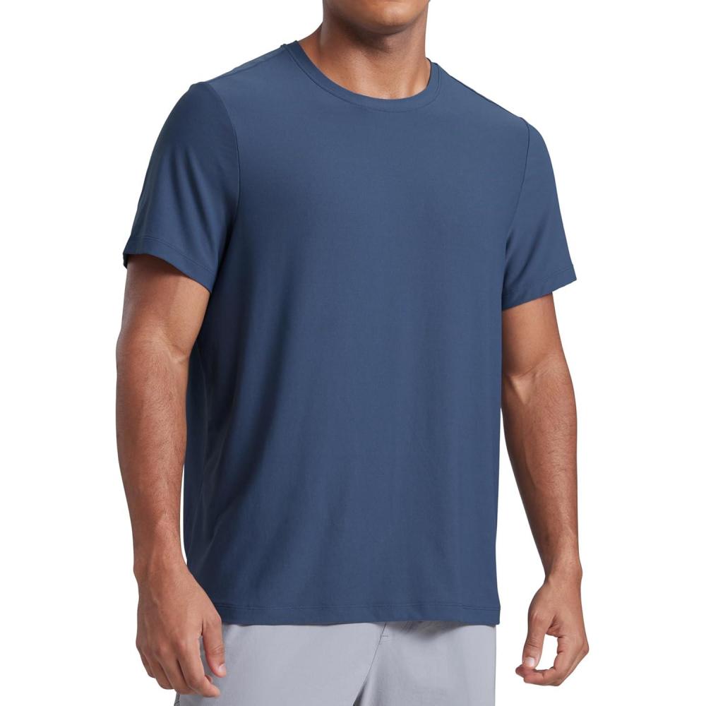 imageCRZ YOGA Cloudweight Crewneck Shirts for Men Comfy Lightweight Workout Casual Athletic Short Sleeve TShirtsElectric Blue