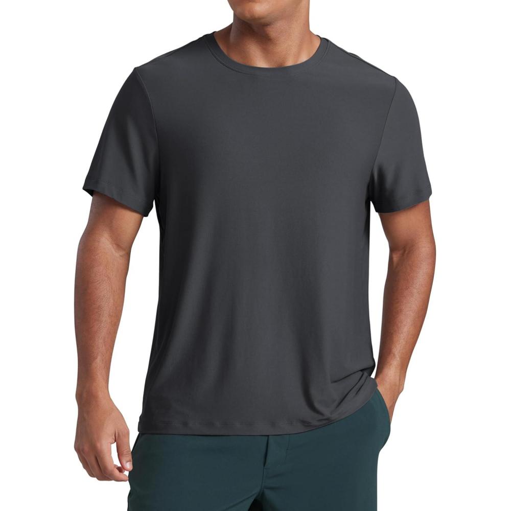 imageCRZ YOGA Cloudweight Crewneck Shirts for Men Comfy Lightweight Workout Casual Athletic Short Sleeve TShirtsMysterious Grey