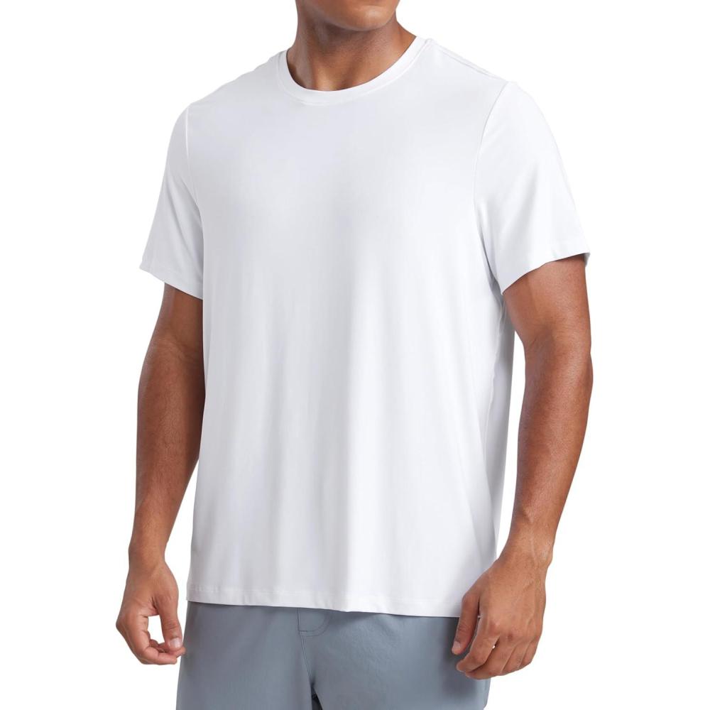 imageCRZ YOGA Cloudweight Crewneck Shirts for Men Comfy Lightweight Workout Casual Athletic Short Sleeve TShirtsWhite