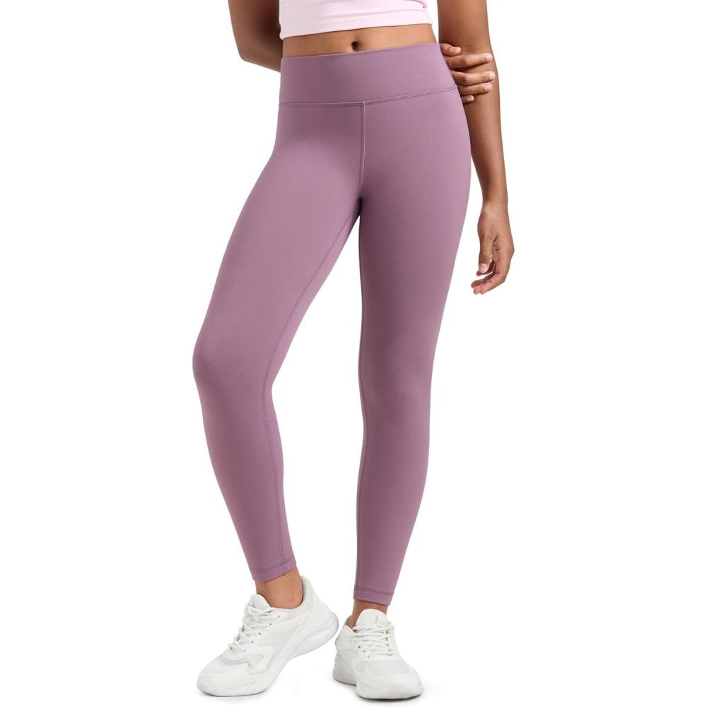 imageCRZ YOGA Girls Fleece Lined Full Length Leggings Matte Casual Athletic Thermal High Waist Pants Winter Warm Kids TeenLight Lavender
