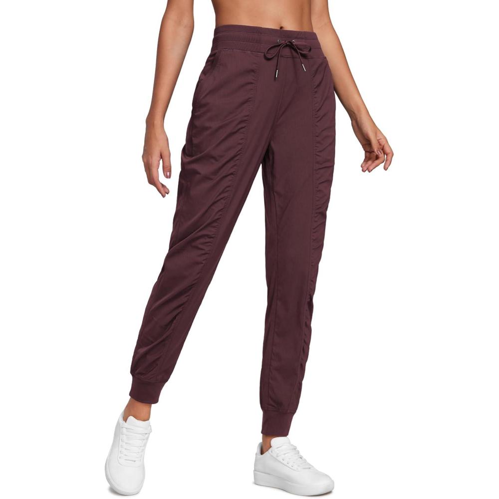 imageCRZ YOGA Lightweight Workout Joggers for Women 26quot285quot305quot Outdoor Running Casual Pants with PocketsDark Russet