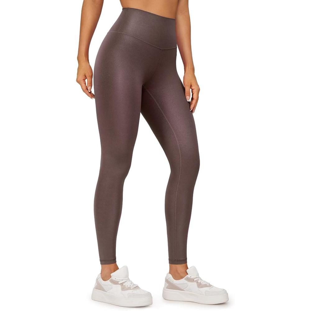 imageCRZ YOGA Matte Faux Leather Leggings 28quot  Butterluxe High Waisted Stretch Ankle Womens Leather Pants Pleather TightsTaupe Classic Pattern