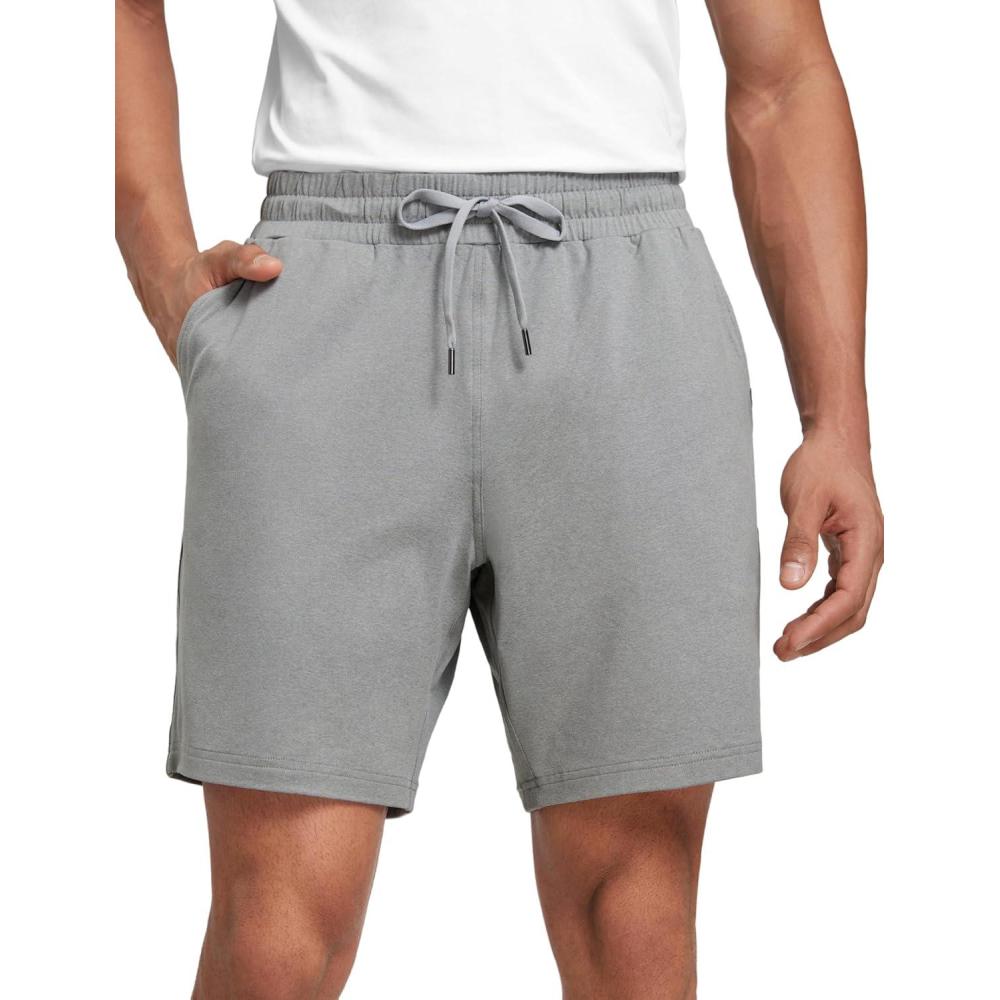 imageCRZ YOGA Mens Cloud Jersey Sweat Shorts 7quot  Lightweight Soft Breathable for Casual Workout Lounge with PocketsSterling