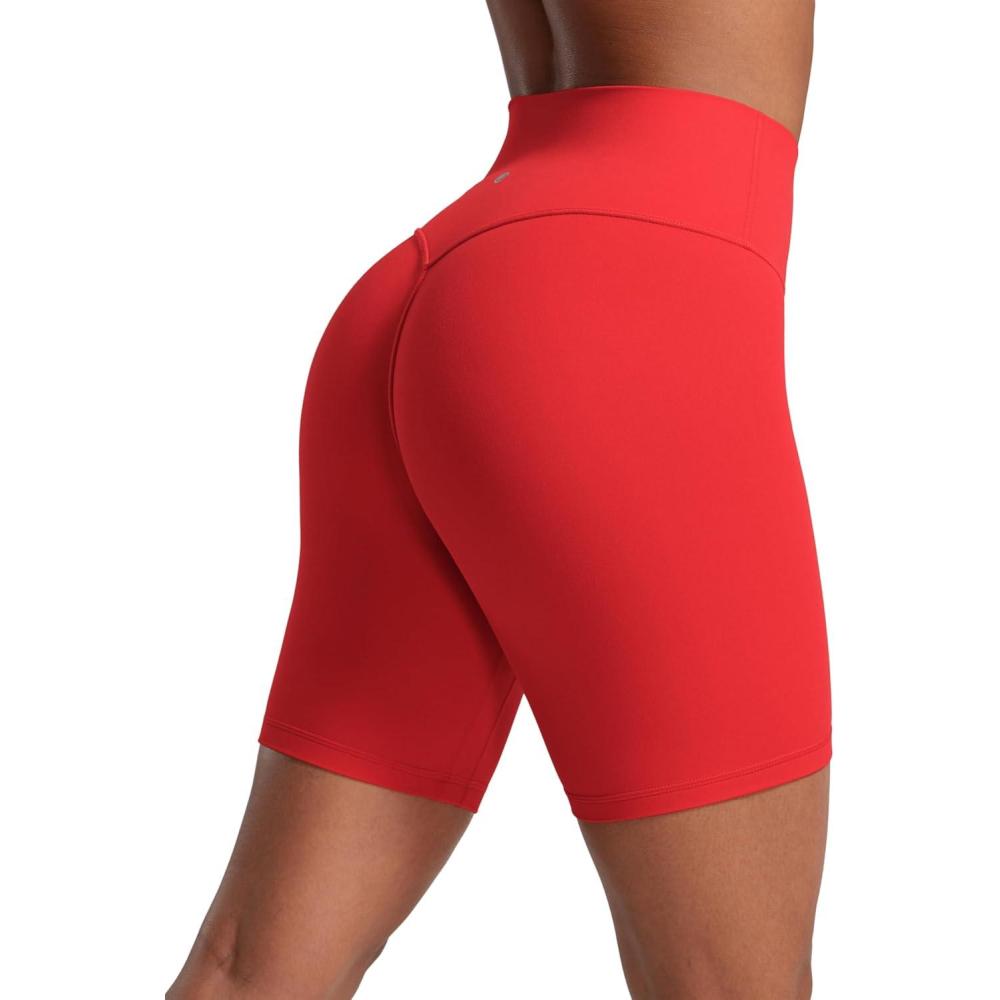 imageCRZ YOGA Secretsculpt Butterlift Biker Shorts 6quot No Front Seam High Waist Womens Workout Gym Booty Scrunch ButtDeep Red