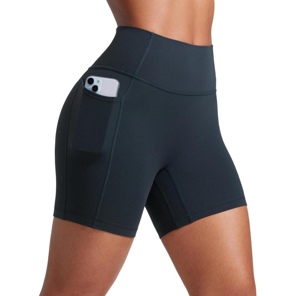 imageCRZ YOGA Secretsculpt Butterlift Biker Shorts Pockets 5 No Front Seam Womens High Waist Workout Booty Scrunch ButtTrue Navy