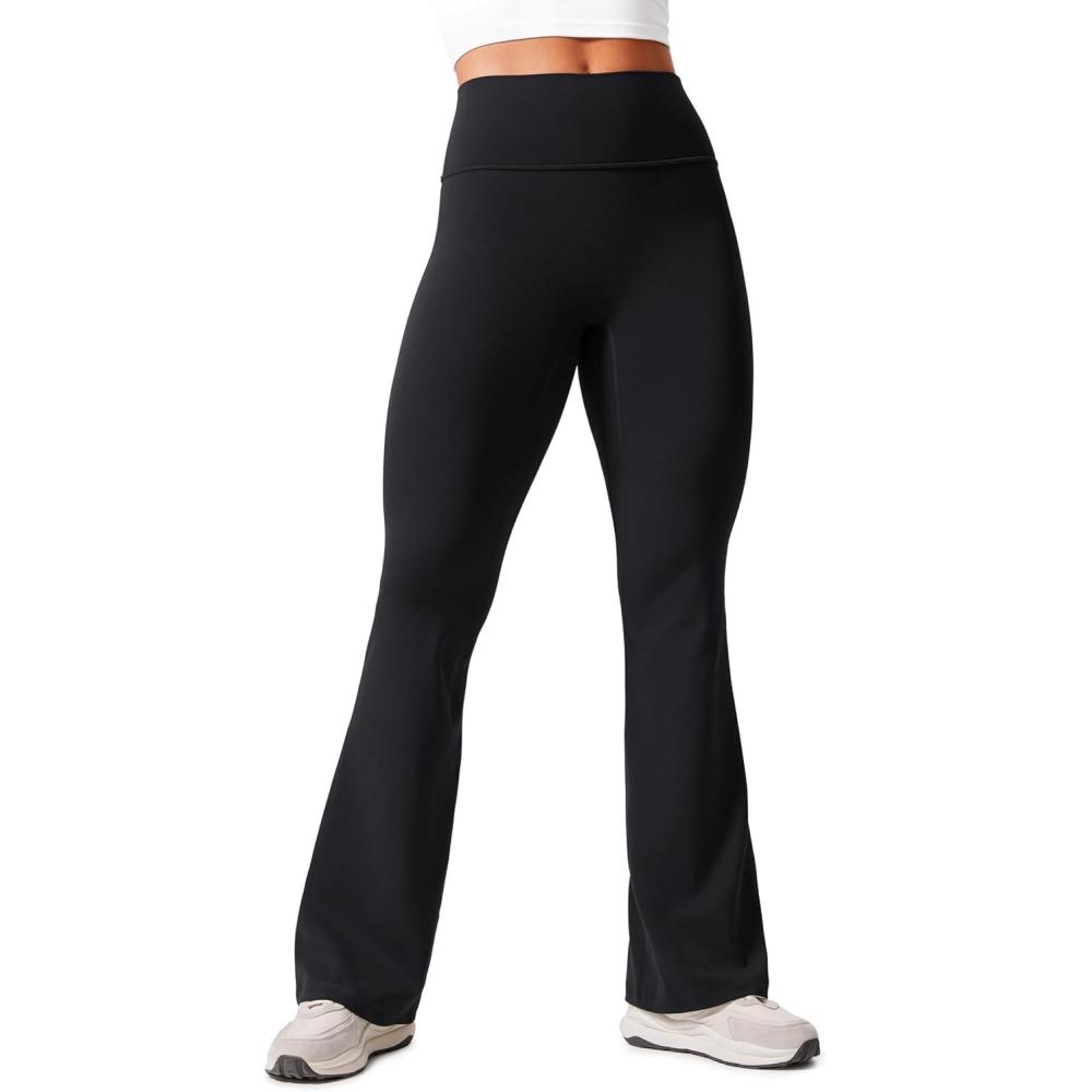 imageCRZ YOGA Secretsculpt Butterlift Flare Leggings 31quot No Front Seam High Waist Bootcut Yoga Pants Booty Scrunch ButtBlack