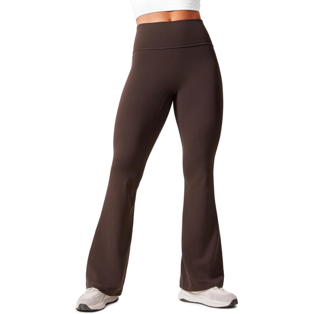 imageCRZ YOGA Secretsculpt Butterlift Flare Leggings 31quot No Front Seam High Waist Bootcut Yoga Pants Booty Scrunch ButtHot Fudge Brown