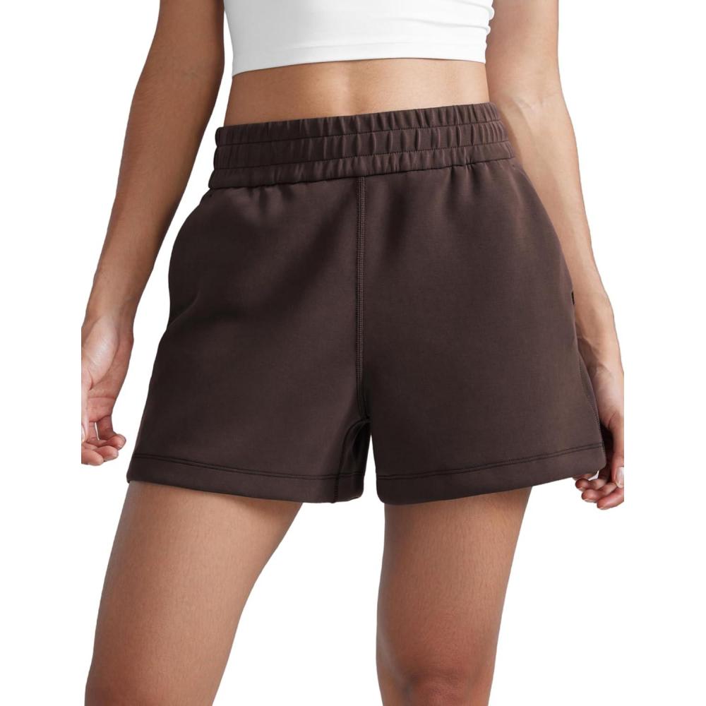 imageCRZ YOGA SoftAura Sweat Shorts for Women 4quot High Waisted Modal for Casual Lounge Athletic with Pockets DrawstringHot Fudge Brown