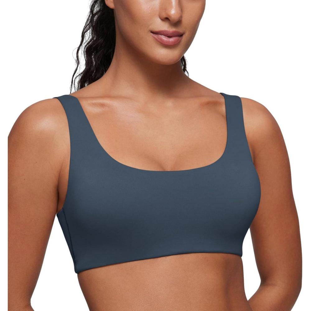imageCRZ YOGA Softhold Double Lined U Back Bralette Womens Scoop Neck Lounge TShirt Everyday Bras Smooth Wireless CamiSargasso