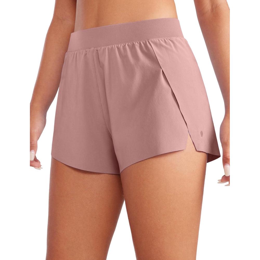 imageCRZ YOGA V Split Running Shorts for Women 25quot  High Waisted Workout Athletic Gym Track with Liner Breathable Quick DryTwilight Rose Pink