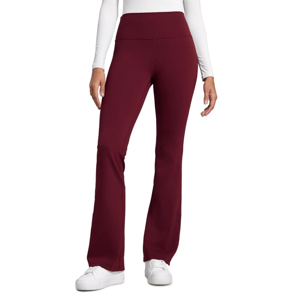imageCRZ YOGA Women Butterbreeze High Waist Flare Pants 32 Casual Yoga Dress Bootcut Wide LegRed Merlot