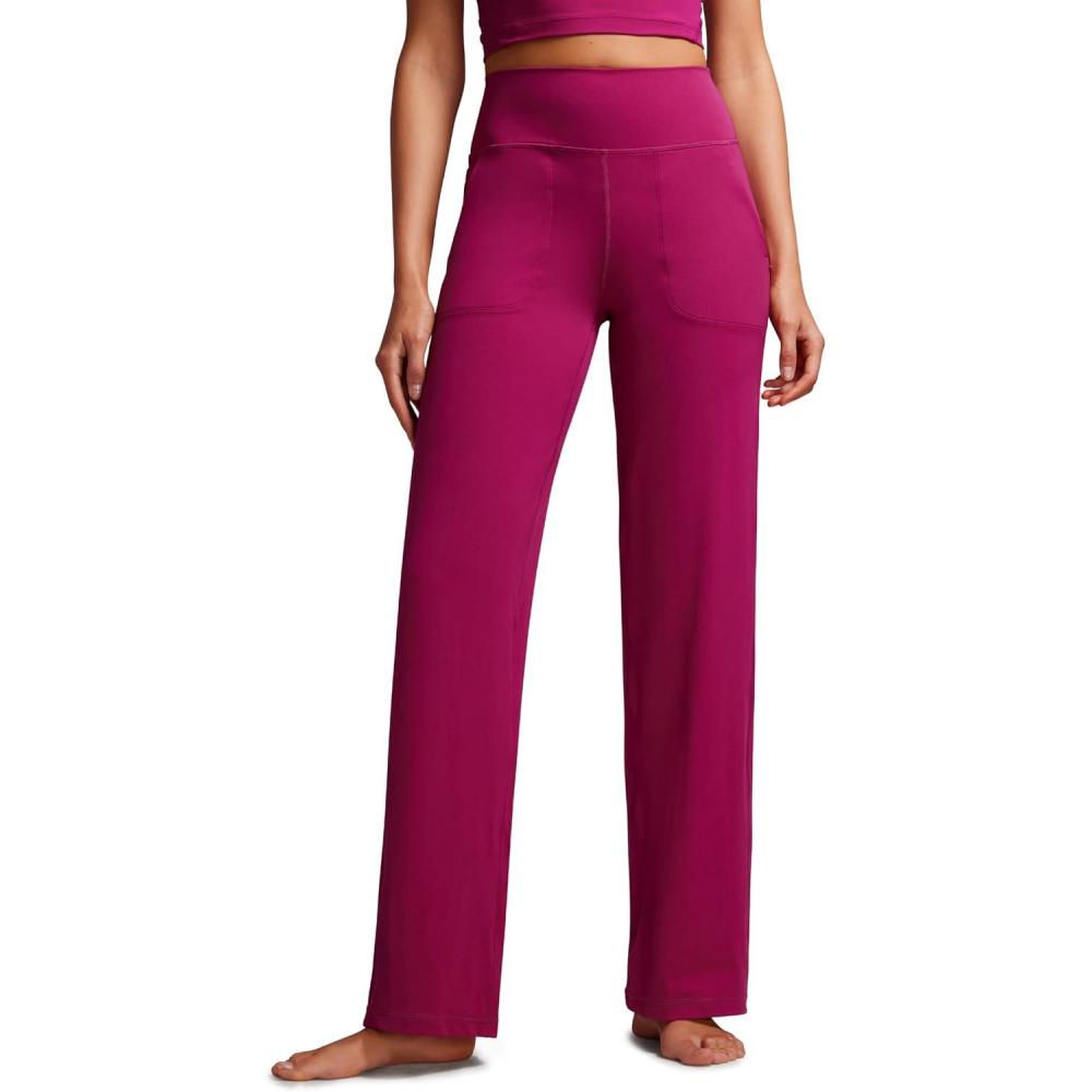 imageCRZ YOGA Womens Butterluxe High Waist Wide Leg Pants with Pockets 31quot Buttery Soft Comfy Casual Yoga LoungeMagenta Purple