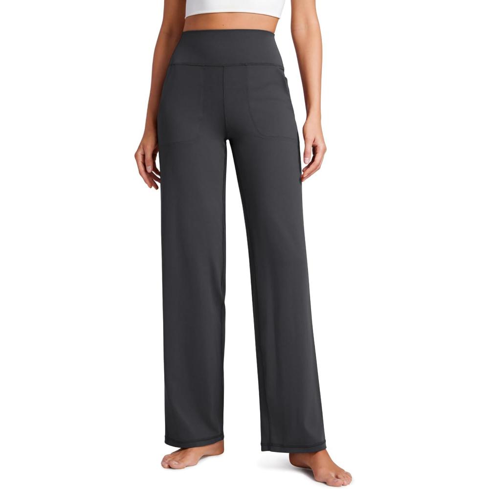 imageCRZ YOGA Womens Butterluxe High Waist Wide Leg Pants with Pockets 31quot Buttery Soft Comfy Casual Yoga LoungeMysterious Grey