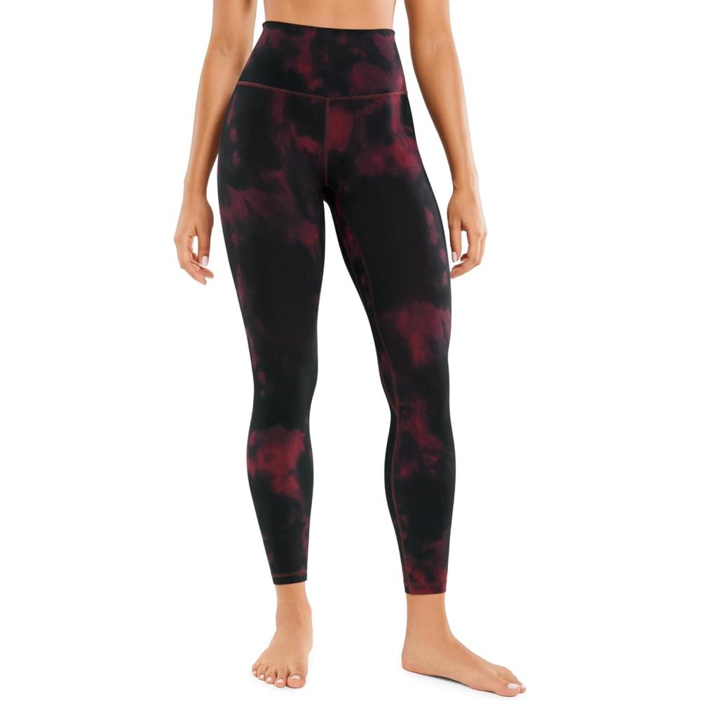imageCRZ YOGA Womens Butterluxe High Waisted Yoga Leggings 25quot Double Seamed Buttery Soft Comfy Athletic Gym Workout PantsBurgundy Tie Dye Flowers