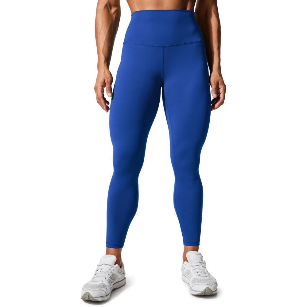 imageCRZ YOGA Womens Hugged Feeling Compression Leggings 25 Inches Thick High Waisted Tummy Control Workout Pants TightsWaves Blue