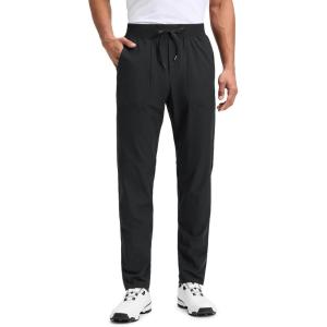 CRZ YOGA All Day Comfy Pull-On Golf Pants for Men 31″ – Quick Dry Lightweight Work Casual Pants with Pockets(Black)