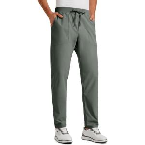 CRZ YOGA All Day Comfy Pull-On Golf Pants for Men 31″ – Quick Dry Lightweight Work Casual Pants with Pockets(Grey Sage)