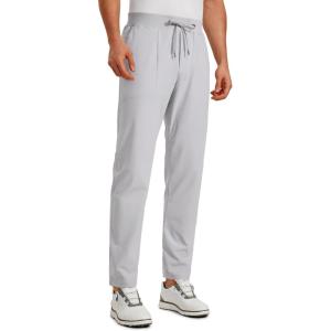 CRZ YOGA All Day Comfy Pull-On Golf Pants for Men 31″ – Quick Dry Lightweight Work Casual Pants with Pockets(Platinum Grey)