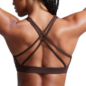 CRZ YOGA Butterbreeze Square Neck Sports Bras for Women – Strappy Thin Straps Workout Traning Padded Gym Halter Cami Top(Hot Fudge Brown)