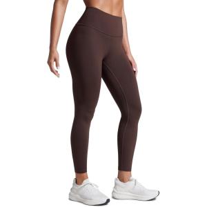 CRZ YOGA Butterbreeze Workout Leggings 25” – High Waisted Athletic Gym Running Womens Yoga Pants Tummy Control(Hot Fudge Brown)