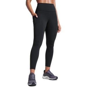 CRZ YOGA Butterbreeze Workout Leggings Pockets 25” – High Waisted Athletic Gym Running Womens Yoga Pants Tummy Control(Black)