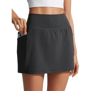 CRZ YOGA Butterlift A Line Golf Skirts for Women High Waisted Stretchy Casual Athletic Tennis Skorts with Side Pockets(Mysterious Grey)