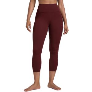 CRZ YOGA Butterlift Capris Workout Leggings 23″ – High Waisted Workout Pilates Crop Gym Athletic Womens Yoga Pants(Red Merlot)