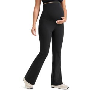 CRZ YOGA Butterlift Maternity Flare Leggings 31″ – Workout Yoga Lounge Bootcut Pregnancy Womens Pants Over The Belly(Black)