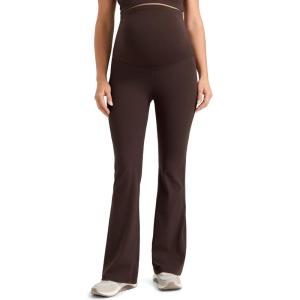 CRZ YOGA Butterlift Maternity Flare Leggings 31″ – Workout Yoga Lounge Bootcut Pregnancy Womens Pants Over The Belly(Hot Fudge Brown)