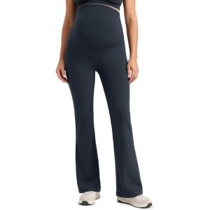 CRZ YOGA Butterlift Maternity Flare Leggings 31″ – Workout Yoga Lounge Bootcut Pregnancy Womens Pants Over The Belly(True Navy)
