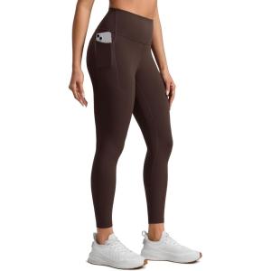 CRZ YOGA Butterlift Workout Leggings Pockets 25″ – High Waist Pilates Athletic Gym Womens Yoga Pants Buttery Soft(Hot Fudge Brown)