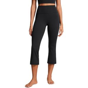 CRZ YOGA Butterluxe Capris Flare Leggings 23″ – Bootcut High Waisted Womens Yoga Pants Cropped Casual(Black)