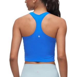 CRZ YOGA Butterluxe Crop Yoga Tank Tops for Women – Workout Athletic Casual Tight Scoop Neck Racerback Sleeveless Shirts(Sparkle Blue)
