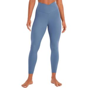 CRZ YOGA Butterluxe Crossover Waist Leggings 25″ – V Crossover High Waisted Gym Workout Yoga Womens(Oasis Blue)