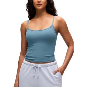 CRZ YOGA Butterluxe Double Lined Cami Tank Tops for Women – Yoga Casual Going Out Soft Scoop Neck Summer Sleeveless Shirt(Blue Ashes)
