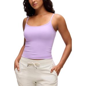 CRZ YOGA Butterluxe Double Lined Cami Tank Tops for Women – Yoga Casual Going Out Soft Scoop Neck Summer Sleeveless Shirt(Elfin Purple)