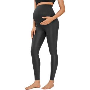 CRZ YOGA Butterluxe Maternity Leggings 28″ – Over The Belly Workout Activewear Yoga Womens Pregnancy Pants Buttery Soft(Black Classic)