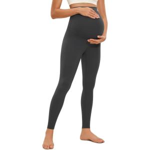 CRZ YOGA Butterluxe Maternity Leggings 28″ – Over The Belly Workout Activewear Yoga Womens Pregnancy Pants Buttery Soft(Mysterious Grey)