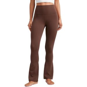 CRZ YOGA Butterluxe Mini Flared Leggings 30″/31.5″/33” – High Waist Bootcut Casual Lounge Women Yoga Pants with Pocket(Coffee Brown)