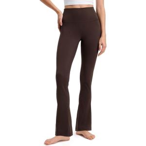 CRZ YOGA Butterluxe Mini Flared Leggings 30″/31.5″/33” – High Waist Bootcut Casual Lounge Women Yoga Pants with Pocket(Hot Fudge Brown)