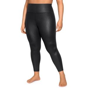 CRZ YOGA Butterluxe Plus Size Leggings 25″ – High Waisted Buttery Soft Spandex Workout Casual Pants for Women 3X 4X(Faux Leather Black)