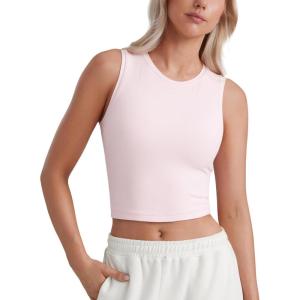 CRZ YOGA Butterluxe Soft Double Lined Tank Tops for Women – Yoga Workout Casual Going Out High Neck Basic Sleeveless Shirt(Strawberry Pink)