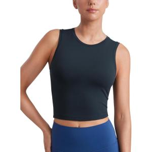 CRZ YOGA Butterluxe Soft Double Lined Tank Tops for Women – Yoga Workout Casual Going Out High Neck Basic Sleeveless Shirt(True Navy)
