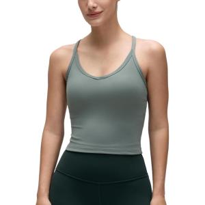 CRZ YOGA Butterluxe Soft Double Lined V Neck Tank Tops for Women – Yoga Casual Camisole Racerback Tight Sleeveless Shirt(Grey Sage)