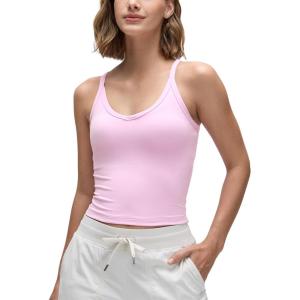 CRZ YOGA Butterluxe Soft Double Lined V Neck Tank Tops for Women – Yoga Casual Camisole Racerback Tight Sleeveless Shirt(Vita Pink)