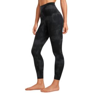 CRZ YOGA Butterluxe Super High Waist Leggings 25″- Buttery Soft Womens Yoga Pants Workout Over Belly(Black Tie Dye Flowers)