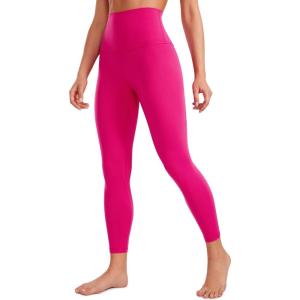 CRZ YOGA Butterluxe Super High Waist Leggings 25″- Buttery Soft Womens Yoga Pants Workout Over Belly(Granita Pink)