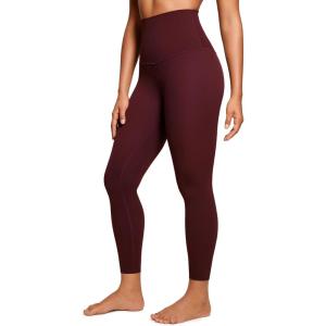 CRZ YOGA Butterluxe Super High Waist Leggings 25″- Buttery Soft Womens Yoga Pants Workout Over Belly(Red Merlot)